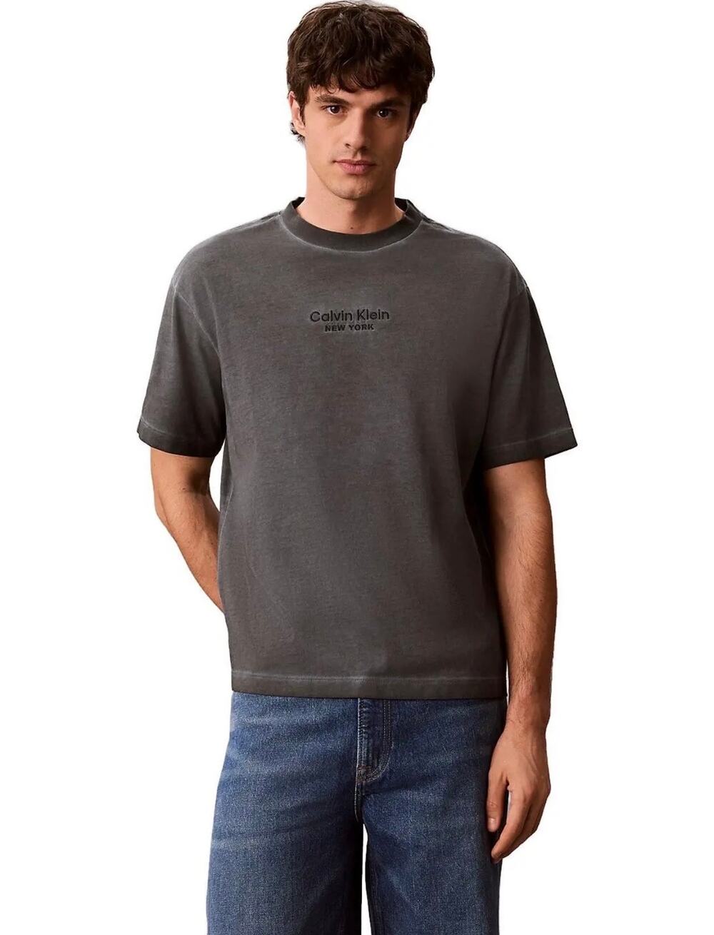 Calvin Klein Faded Dye Logo Graphic Classic Crewneck T-Shirt Large